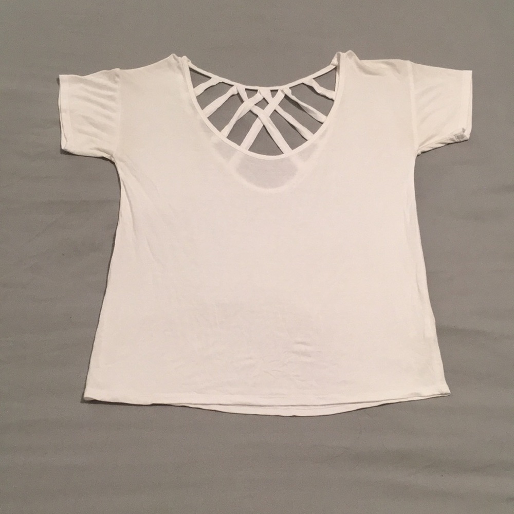 White cutout design tee